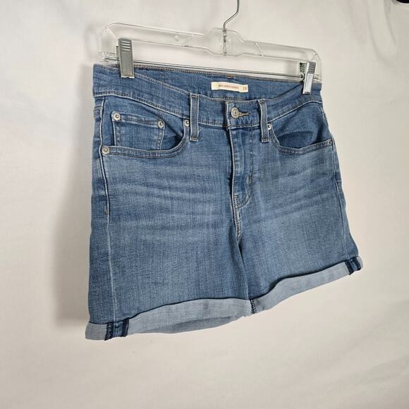 Levi's Jean Shorts Women's 28 Blue Medium Wash Mid Length Cuffed - Picture 9 of 12